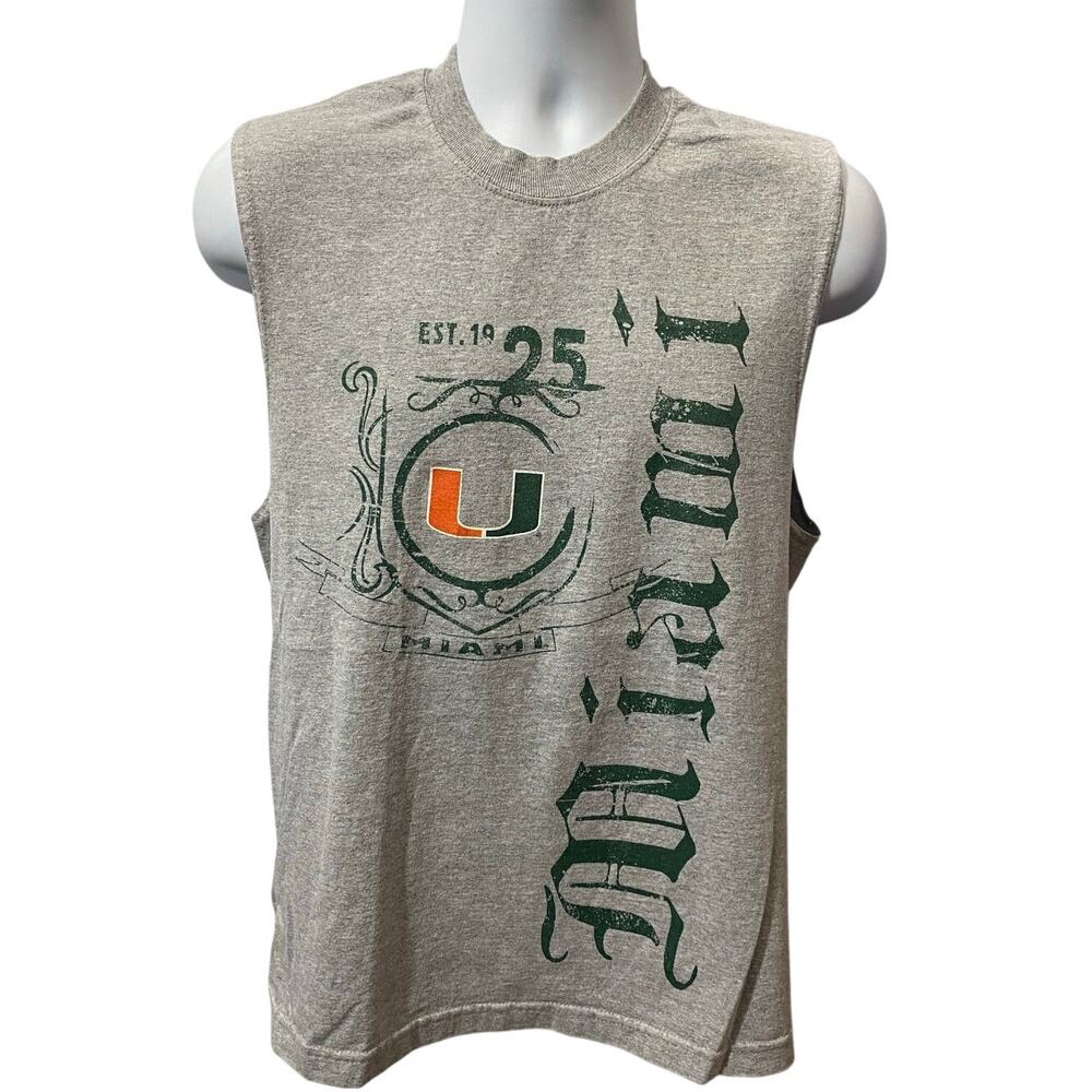 Vintage Y2K Miami Hurricanes Sleeveless Shirt Mens Size Medium Gray